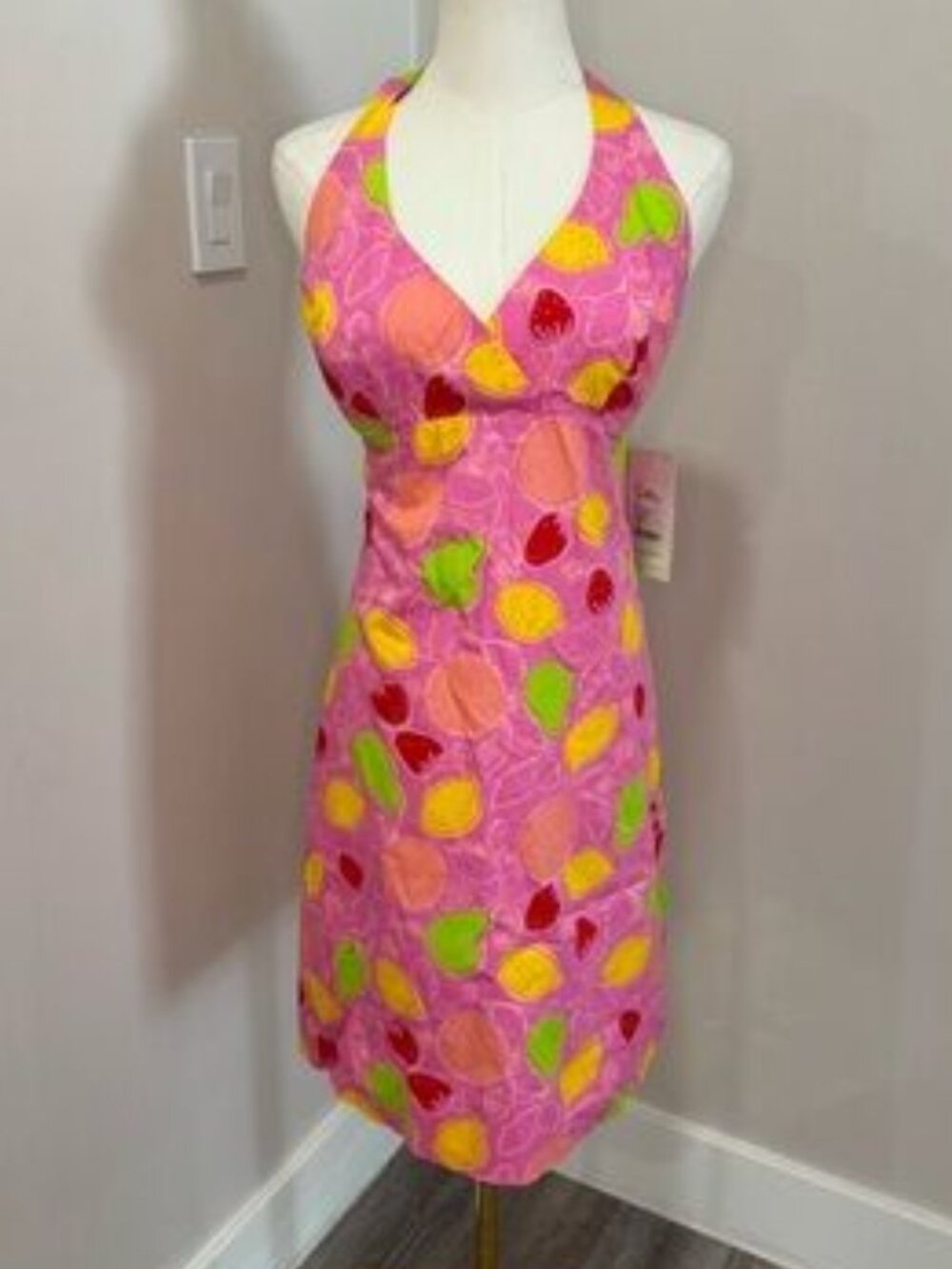 NWT Vintage Lilly Pulitzer ~ Anna Halter Dress ~ Hibiscus Marzipan ~ 8